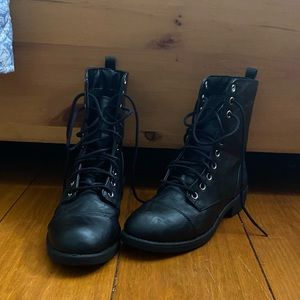 Black Combat Faux Leather Boots Women’s 8